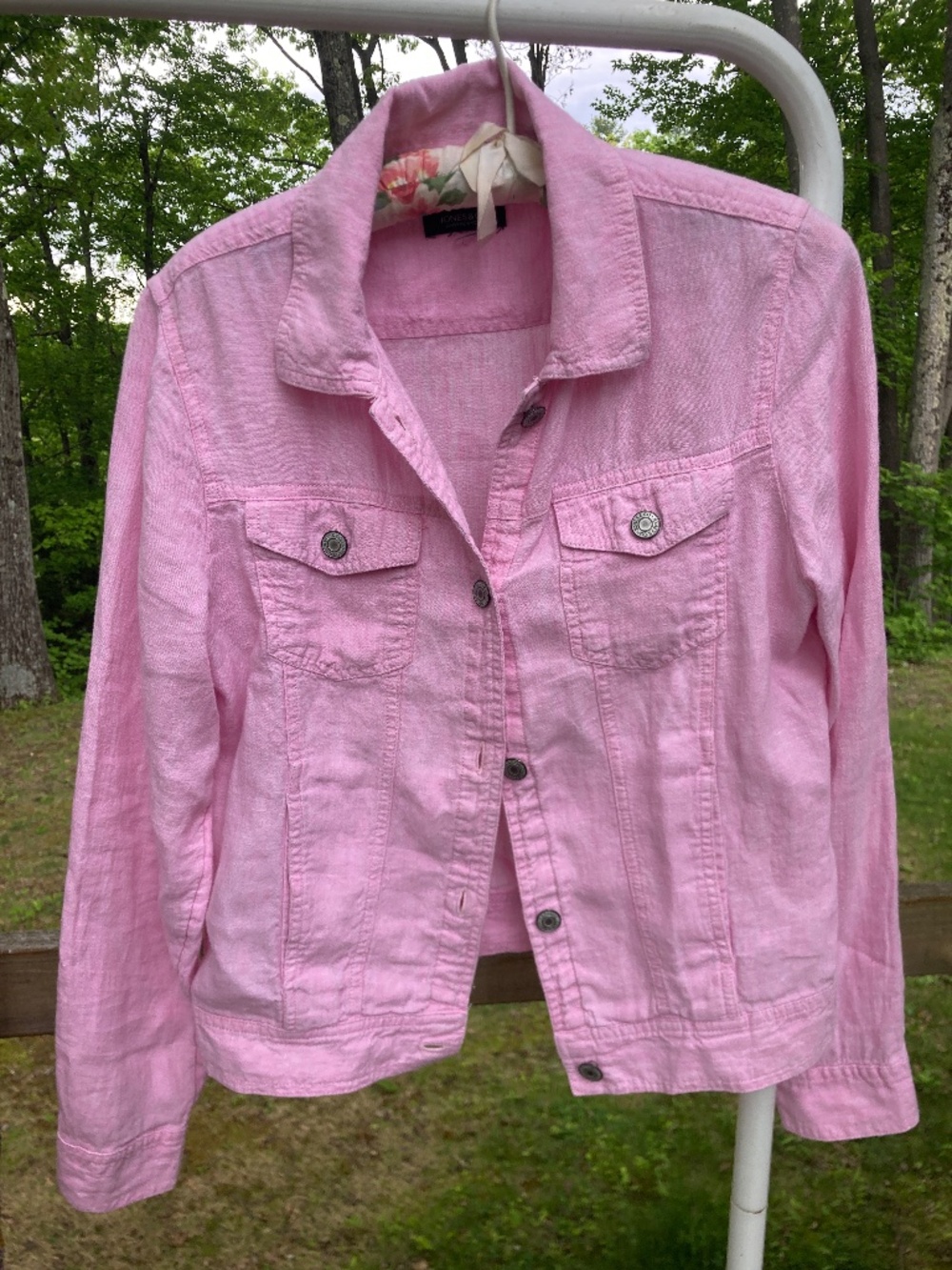 Jones & Co NY 100% Linen Pink Trucker Jacket Coastal / M
